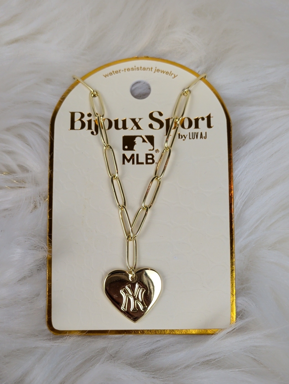 Luv Aj Gold Heart Pendant Necklace with NY Logo